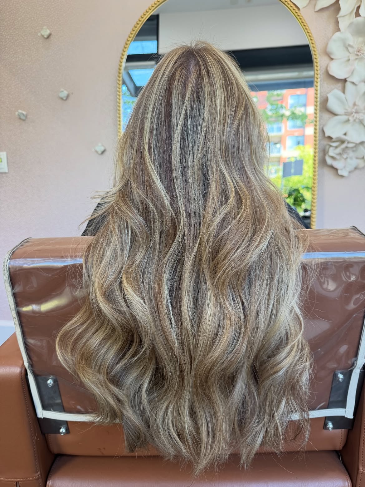 Long, soft platinum blonde